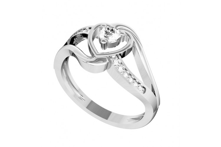 Romantic Solitaire Diamond Heart Ring